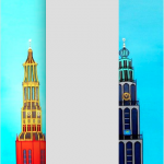 "Martinitoren & Toren A-Kerk, Groningen" (acdo/'14/30x120, 2luik)